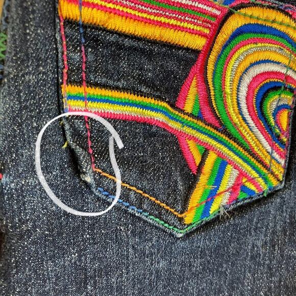 Coogi Girls Heart Embroidered Denim Skirt Skort Dark Wash Rainbow Colors Sz 6X - Picture 12 of 16